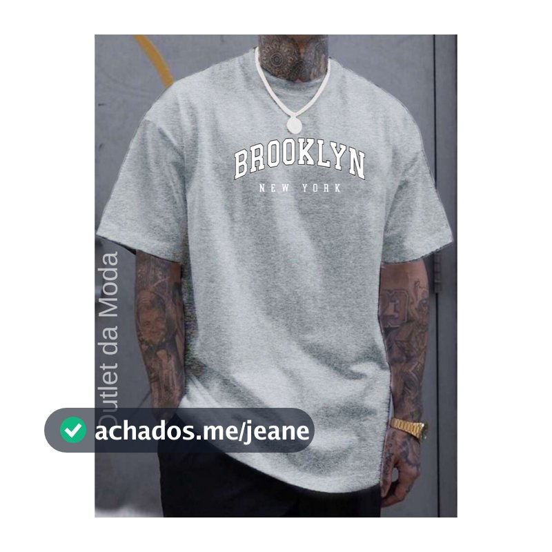 Camiseta Masculina BROOKLYN bco 100% Algodão malha 30.1