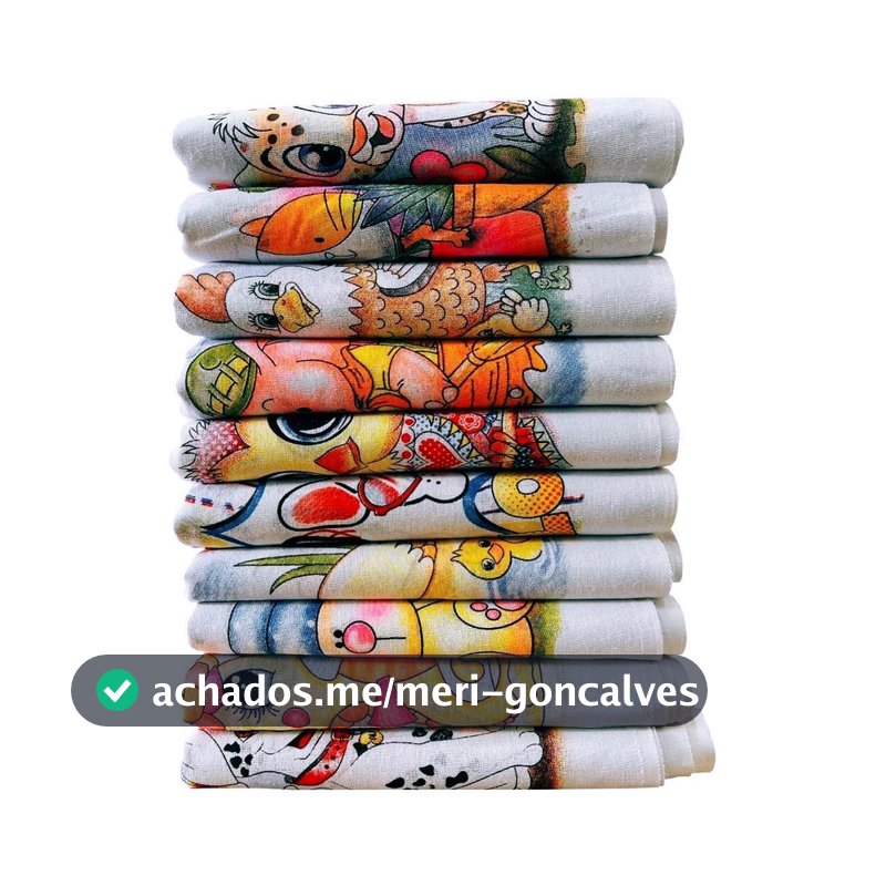 Pano De Prato Estampado Bainha Kit Com 10 Peças