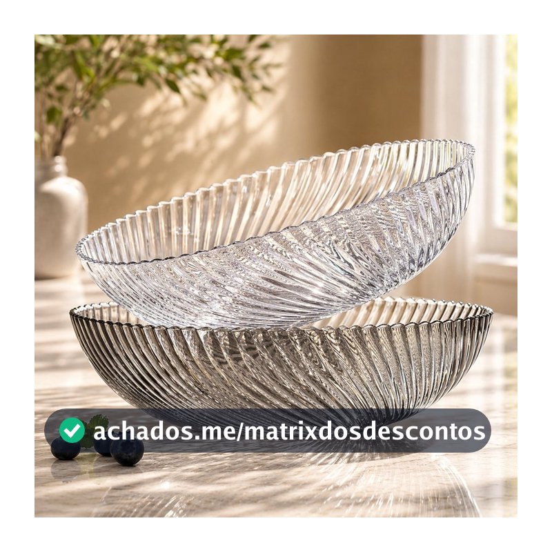 Saladeira Tigela Bowl Salada Organizador De Frutas Fruteira Transparente Resistente Acrílico Gourmet