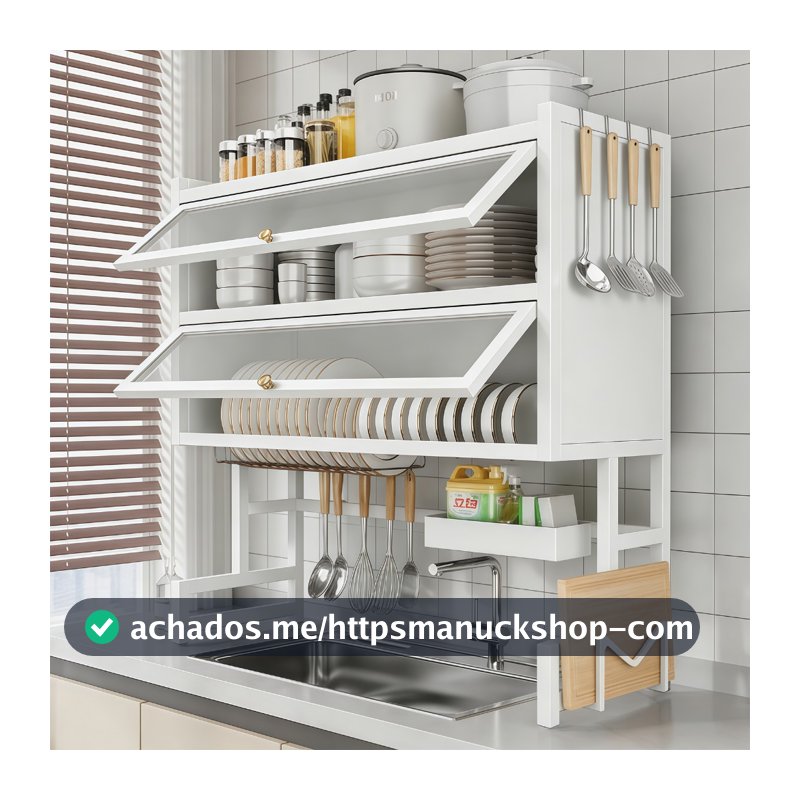 Escorredor De Louça Cozinha Suspensa Pia Rack Organizador Estante poeira porta armário 65/85/105cm