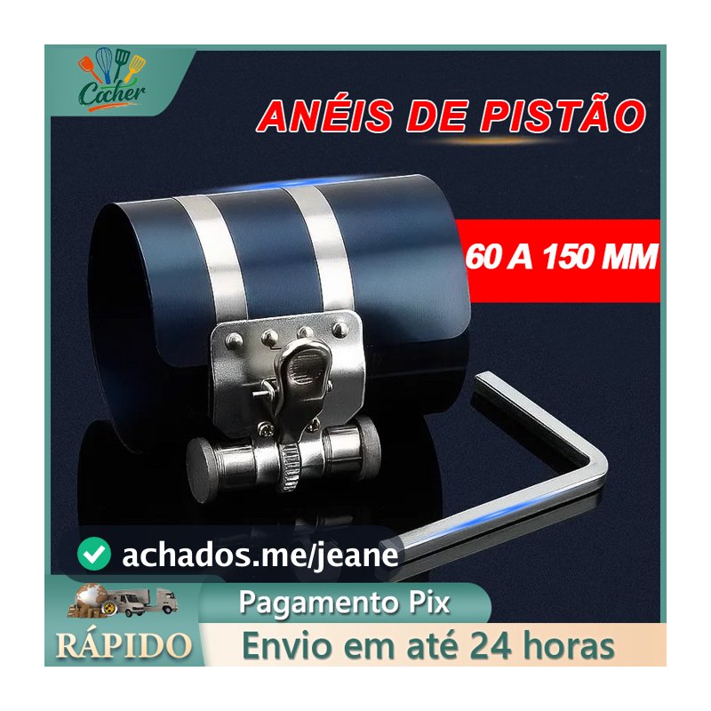 Cinta Compressora Anéis de Pistão 3 Pol, 60mm A 150mm Universal Automotivo