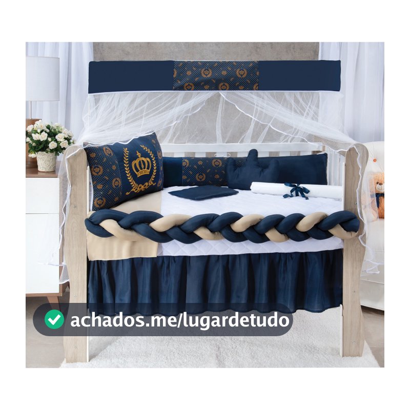 Kit Berço Americano Trança 11 Peças Completo Para Bebê Menino e Menina