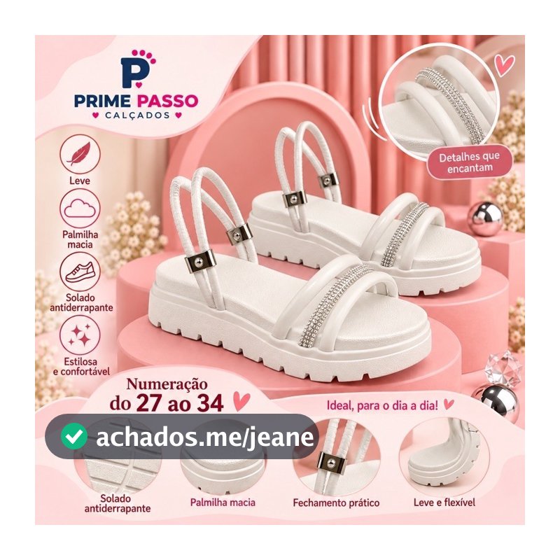 Sandália Birken Infantil Menina Papete Off White Flatform Fashion Confortável 27 ao 34