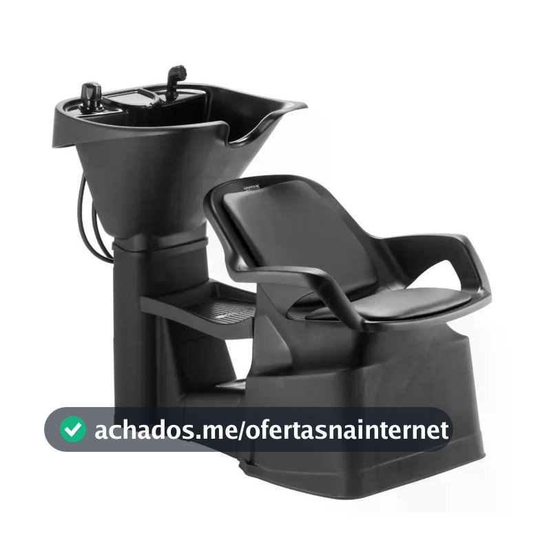Lavatório de Cabelo Profissional Barbearia  Cuba Profunda Reclinável, Estofado, Ducha, Registro e Prateleira para Salão
