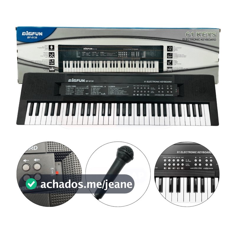 Teclado Eletrônico Musical Infantil 61 Teclas Com Microfone - Big Fun