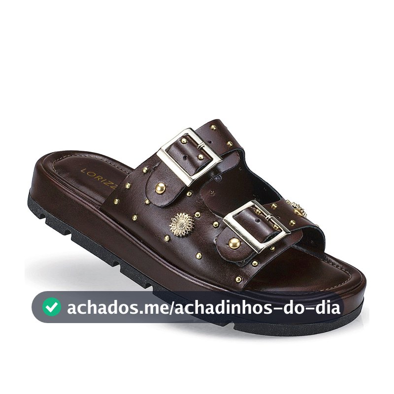 Sandália Rasteira Papete Flatform Spike Ilhós Fivela 052-040