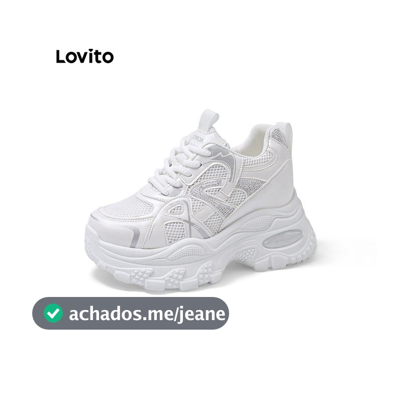 Lovito Esportiva Tênis Casual Branco Estilo Coreano Para Uso Diário Ao Ar Livre Para Mulheres LFA109027