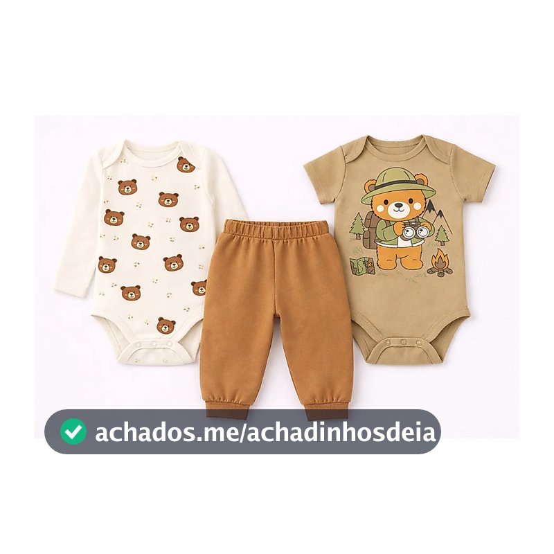 Kit Body Bebe 3 Peças Manga Longa, Manga Curta E Calça