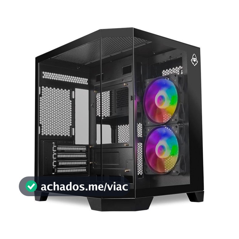 Gabinete Gamer Mancer CV700B, Mini-Tower, Lateral de Vidro, Com 2 Fans, Preto, MCR-CV700B-BK-2F