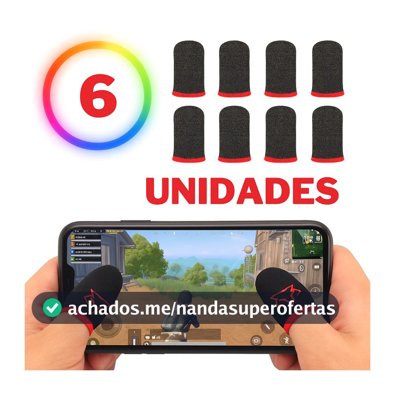 06 Luvas de Dedo Gamer Anti-Suor Profissional Pro-Player para Celular Jogos Free Fire Fortnite e FPS
