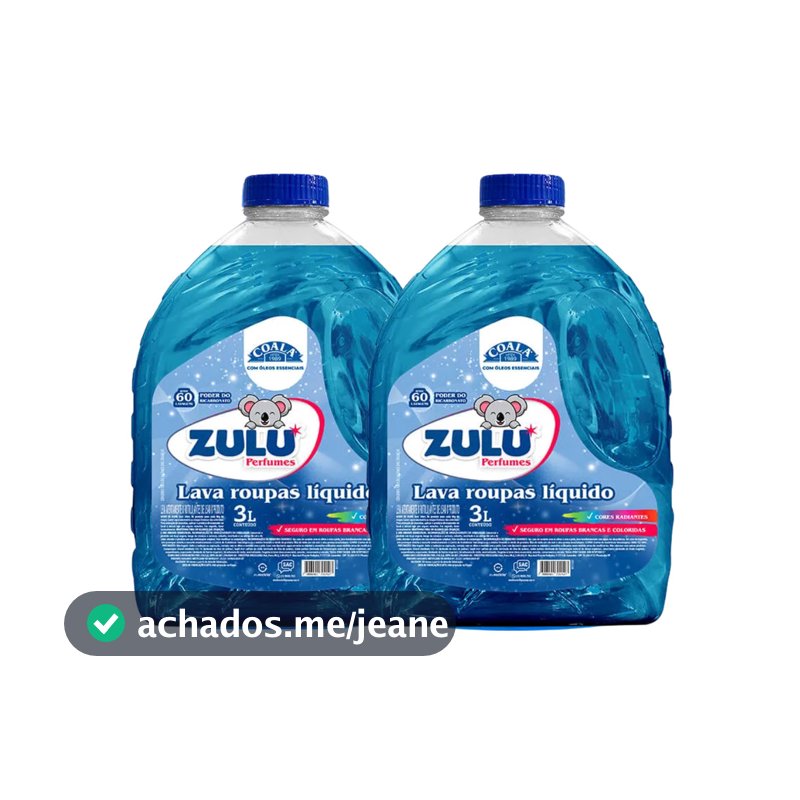 Kit 2und Lava Roupas Líquido 3L Zulu Perfumes Coala