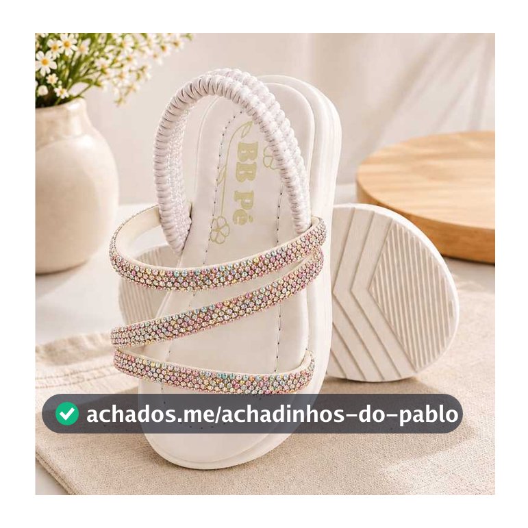 Sandália Infantil Menina Brilho Strass Leve e Confortável