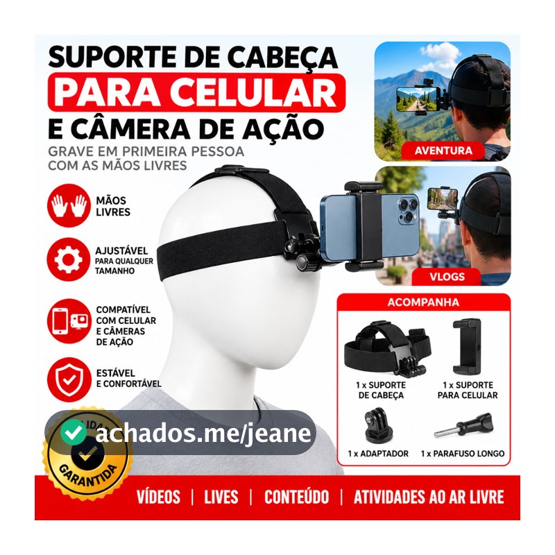 Arvello Suporte De Celular De Cabeça Ajustável Para Gravação Em Primeira Pessoa E Câmera De Ação