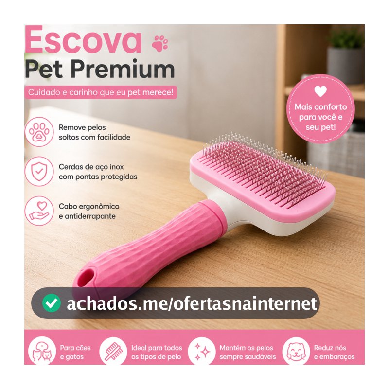 Escova Removedora de Pelos Para Cães e Gatos Pet Automática Com Botão