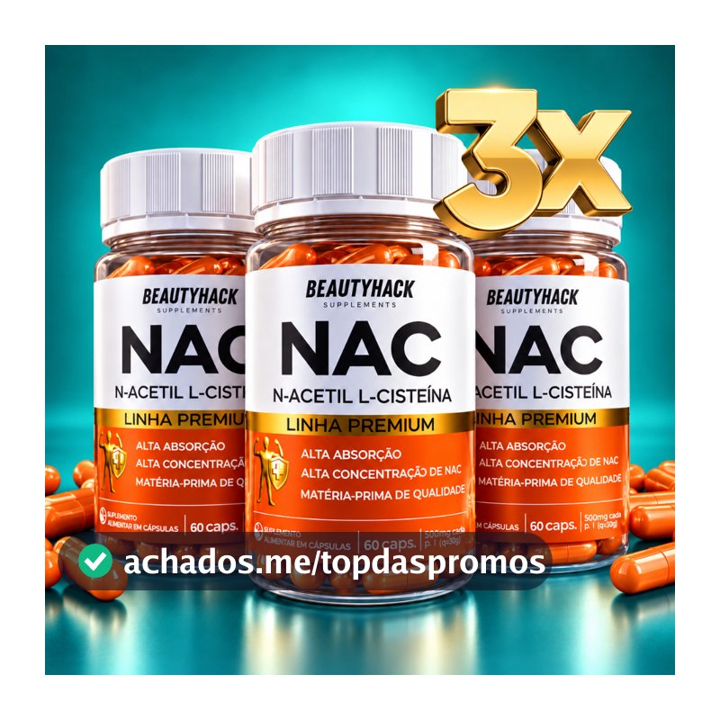 Kit 3x NAC (N-Acetil L-Cisteína) Antioxidante, Imunidade, Detox Fígado (180 Cápsulas) Envio Rápido