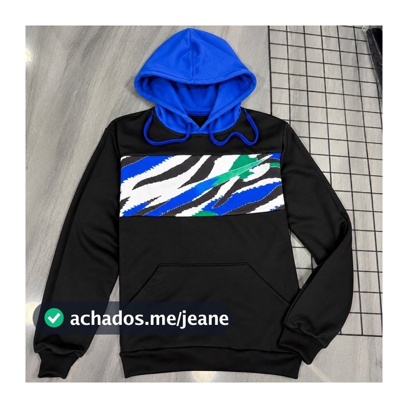 Moletom Facão Touca azul estampado