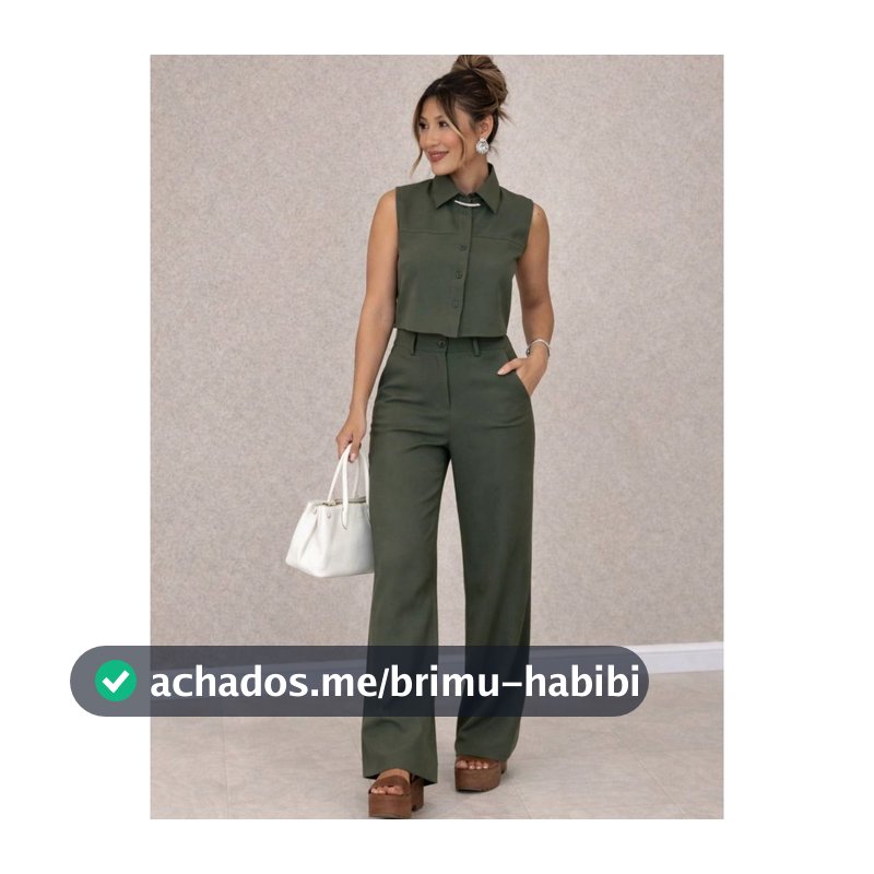 Conjunto Alfaiataria Calça E Colete Feminino Cintura Alta Elegante Social