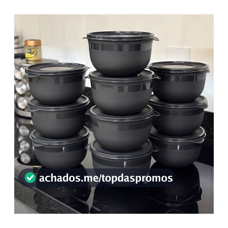 Kit 10 Potes Bowl 1300ml Plástico com Tampa – Marmita Cozinha, Freezer,  Micro-ondas e  Lava-Louças.