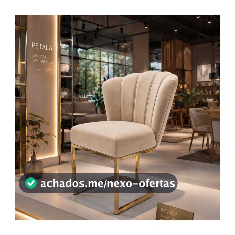 Cadeira Pétala Estofada Veludo Base Dourada Sala de Jantar Penteadeira Salão Moderna