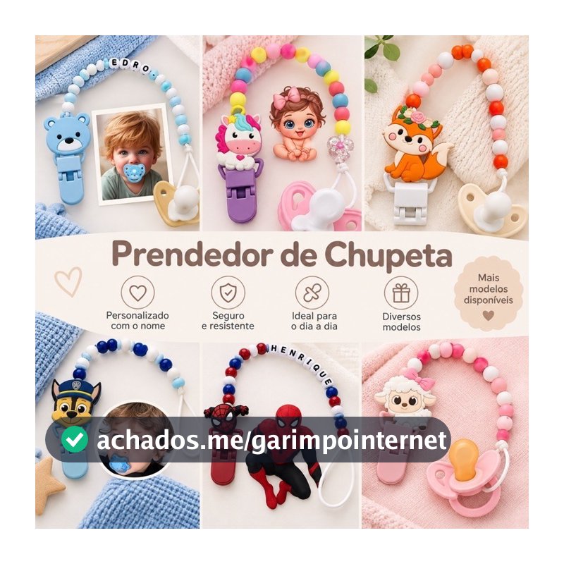 Prendedor de Chupeta Personalizado com nome