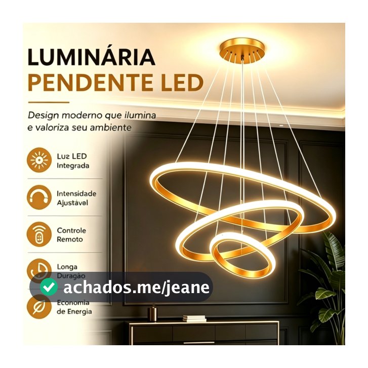 3 Cores em 1 Lustre LED Moderno Fio Regulável Bivolt 110V/220V com Controle Remoto para Sala e Jantar
