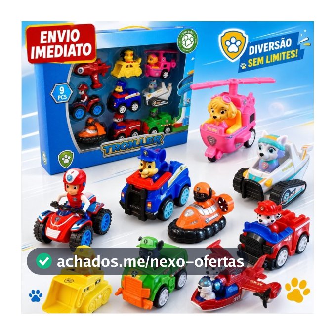 Kit Carrinhos Patrulha Canina Com 9 Carros De Fricção Brinquedo Infantil Premium - Envio Imediato
