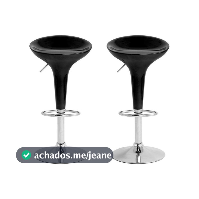 Banqueta Alta Giratória Preto BQT-PR1 2 Peças