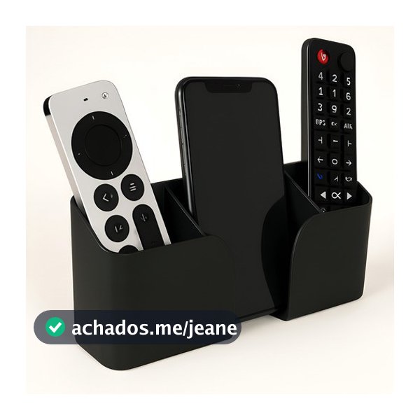 Suporte De Parede Porta 3 Controles Remoto Celular Ar E Tv Preto e Branco