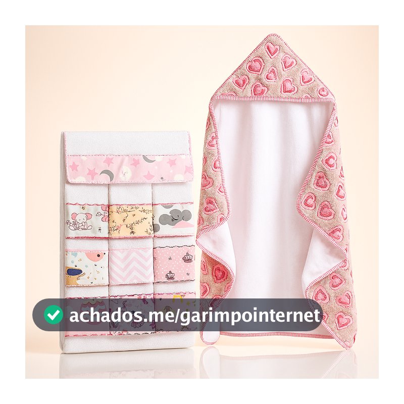 Kit Banho Bebe Toalha Fleece Forro Fralda Algodão Com 6 Toalhinhas Ombro