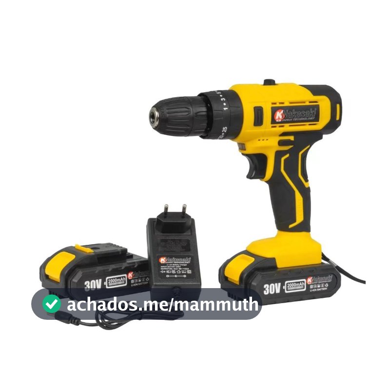 Parafusadeira 30V Furadeira 10mm Sem Fio Bivolt Com Maleta 30 Peças Lançamento Qualidade
