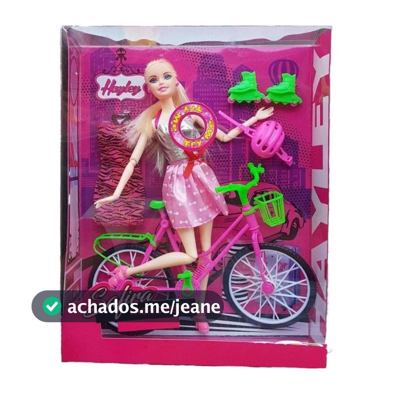 Boneca linda ciclista patins tipo Barbie c/ música e acessórios fotos Reais presente da virada top