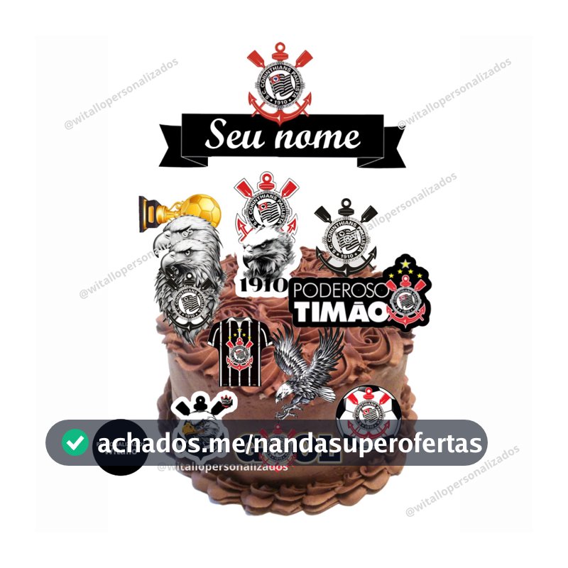 Topo de bolo Topper de aniversário Corinthians
