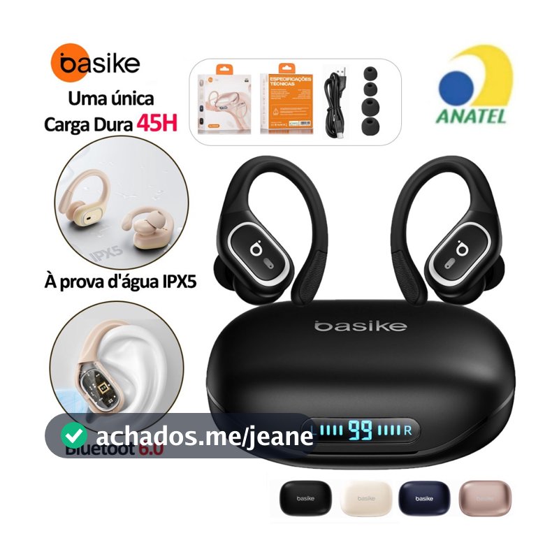 BASIKE fones de ouvido sem fio Ear bluetooth Fone Alta Fidelidade Estéreo Baixo Esportes Com Mic