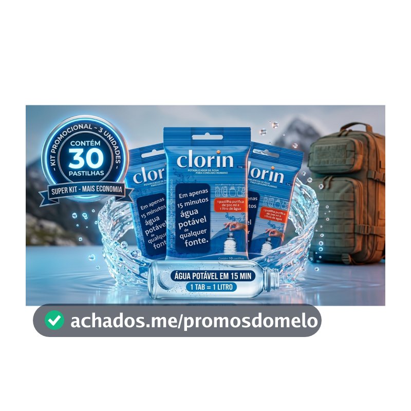 Kit Pastilhas Purificadoras de Água Portátil para Camping, Trilhas, Trekking - Clorin 1