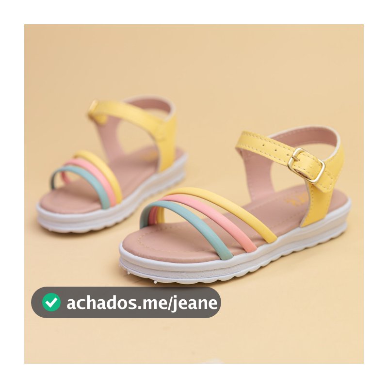 Sandália Infantil Menina Feminina Rasteira 20 ao 36 Coloridas Várias Cores Ponta e Fivela Casual Escolar