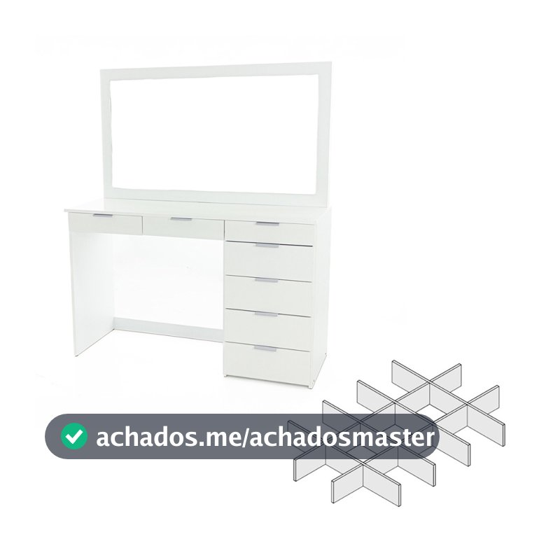 Penteadeira Ditália 7 Gavetas 2 divisorias Br UV Acetinado