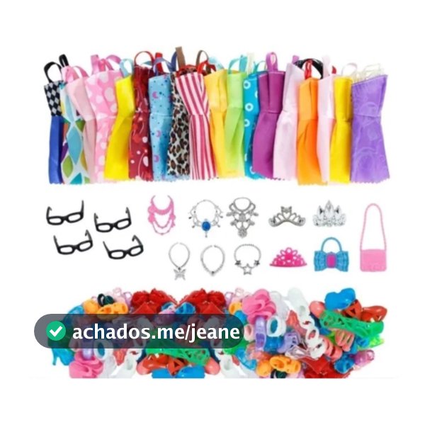 Kit 21 Peças De Roupas, Acessórios, Óculos e Sapatos Para Bonecas
