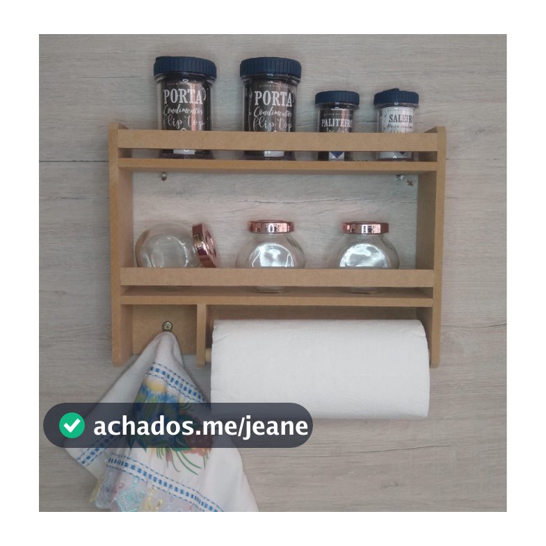 Suporte organizador porta tempero cozinha condimento parede madeira  prateleira porta papel toalha