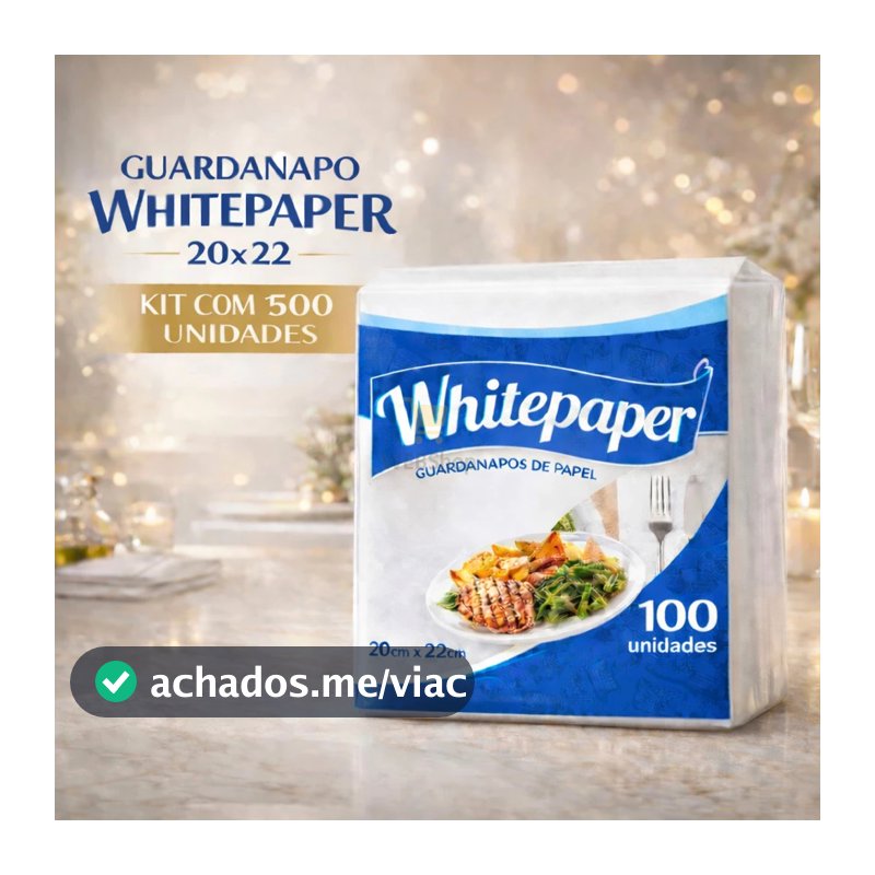 Guardanapo de Papel 20x22cm Whitepaper Kit 500 Unidades Ideal Festas e Restaurantes