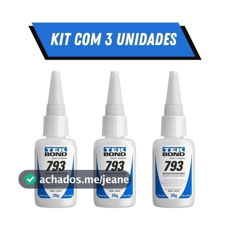 Kit 1/2/3 Colas Instantâneas TekBond 793 Super Bonder 20g Adesivo Multiuso