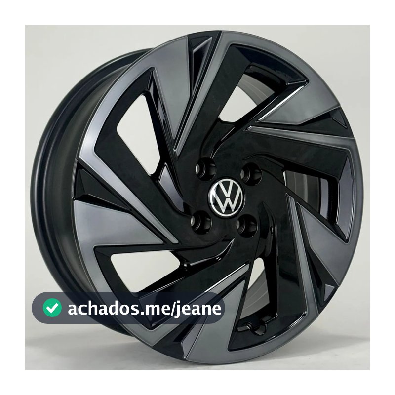 Kit 4 Rodas Aro 16X6,0 4x100 Nivus Preta Diamantada Fumê Krmai S59