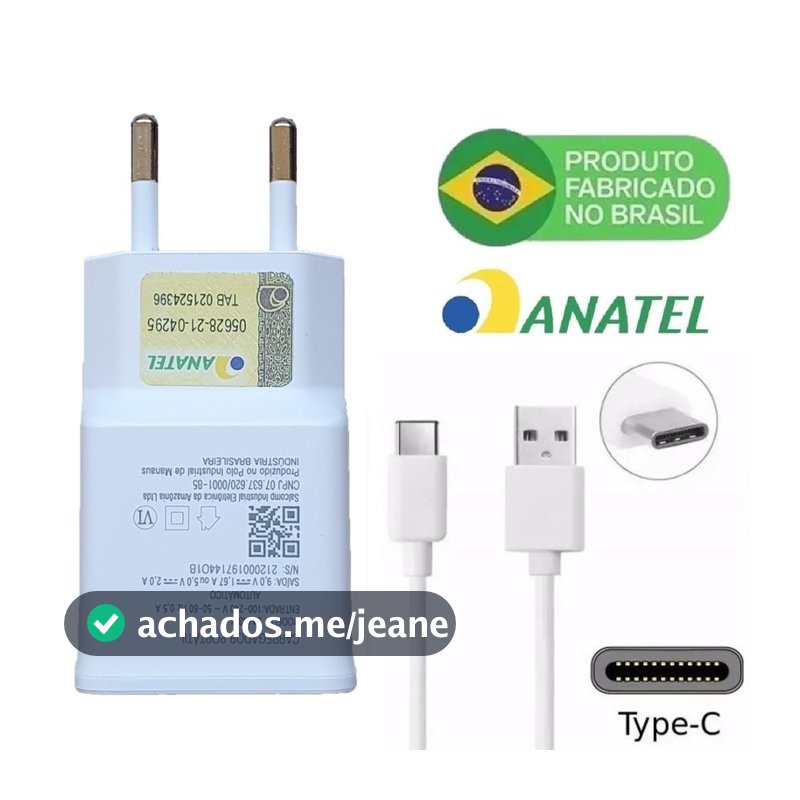 Carregador Tipo C Turbo Compatível com A20 A21S A22 A30 A30S A31 A50 A51 A70 A71 A80 A81 S22 Plus
