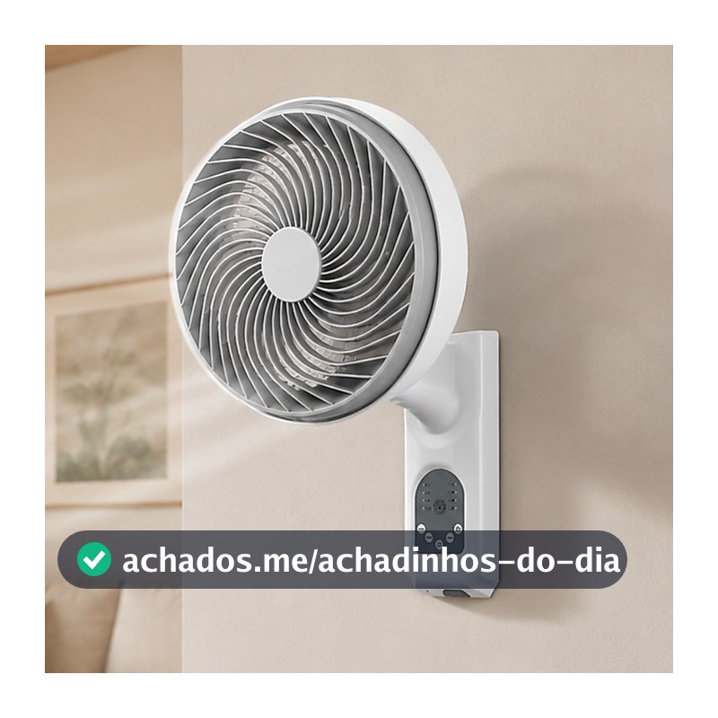 Ventilador de Parede Silencioso com Controle Remoto Display LED 3 Velocidades Oscilação 110V 220V