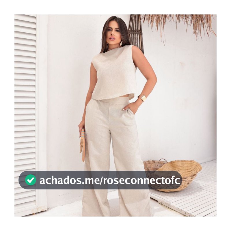 Conjunto Alfaiataria Social Feminino Calça e Blusa Em Linho