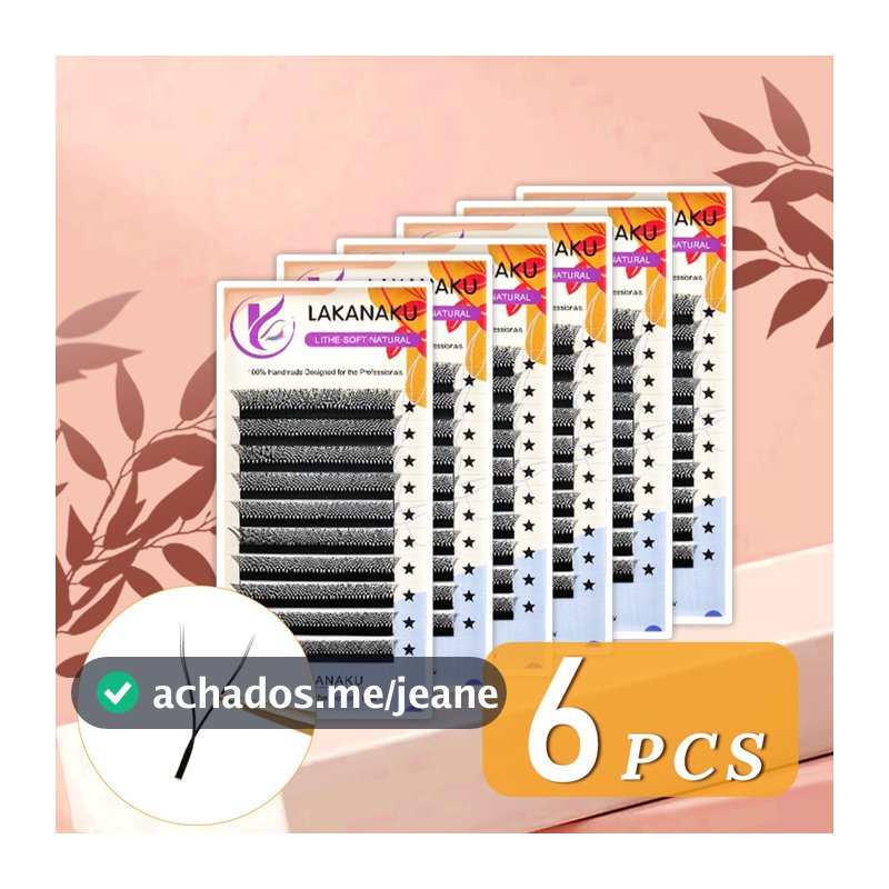 Kit 6 LAKANAKU Y Forma Cílios Volume Ventiladores Cilia E Brasileiro 0.07 D Cilios Natural