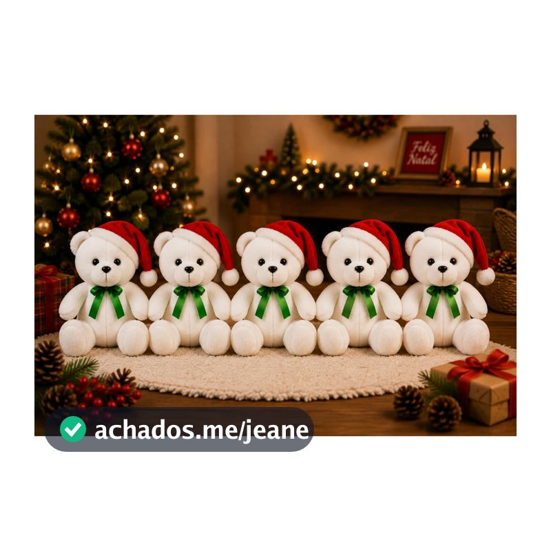 kit com 5 ursinhos de pelúcia de natal com gorro/ENVIO IMDEIATO