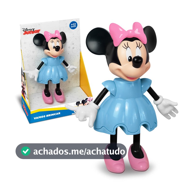 Boneca Minnie Mouse Vamos Brincar Brinquedo Colecionável Articulado 1292 - Elka