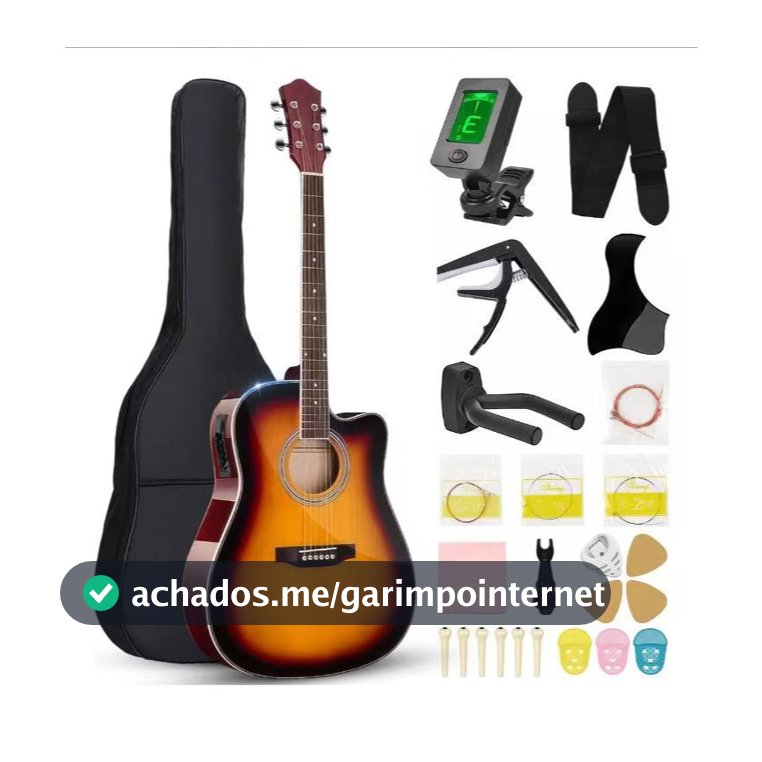 Kit Violão Eletroacústica 38 Polegadas para Iniciante Equalizador 4 Bandas Integrado + Afinador + Acessórios