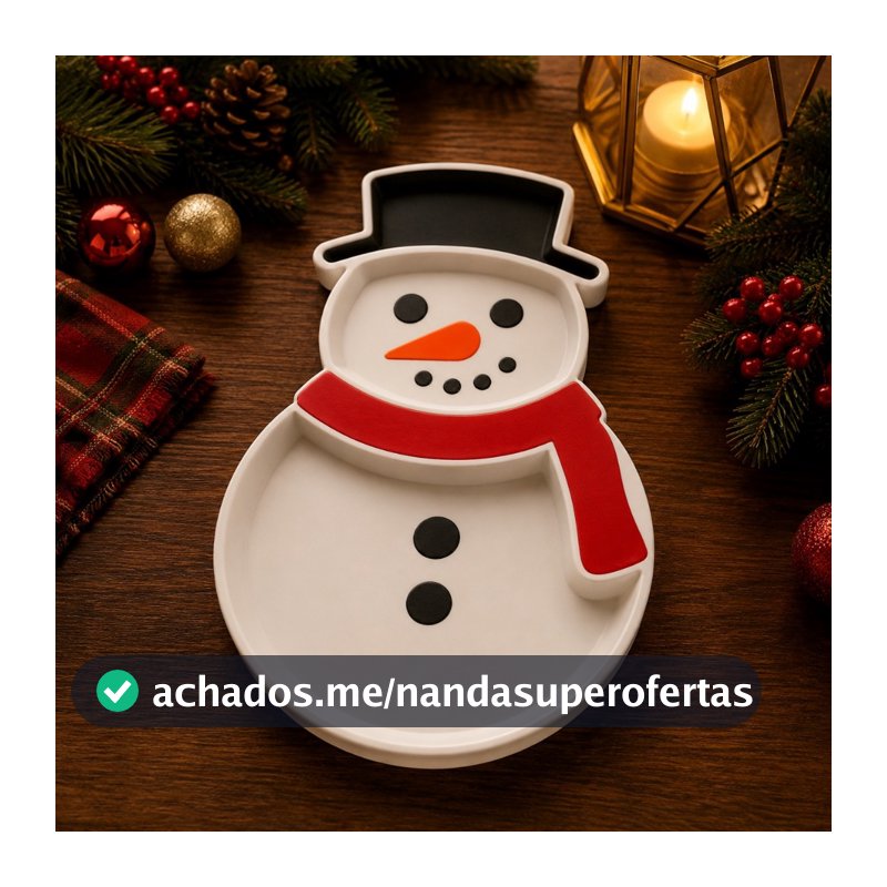 PETISQUEIRA DE NATAL / PETISQUEIRA BONECO DE NEVE / TRAVESSA NATALINA BONECO DE NEVE 25CM - FELIZ NATAL