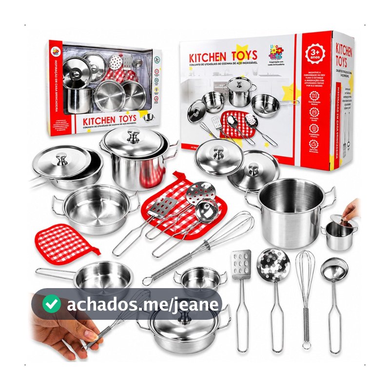 Kit Panelinhas Inox Infantil Brinquedo Educativo e Realista utensílios miniatura